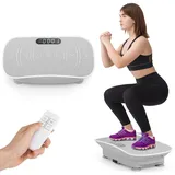 COSTWAY Vibrationsplatte Zuhause, Rüttelplatte mit 10 Intensitätsstufen, Fernbedienung & LED-Anzeige, Vibration Platte leise 100 kg belastbar, Vibrationstrainer für Abnehmen & Muskelaufbau (Grau)