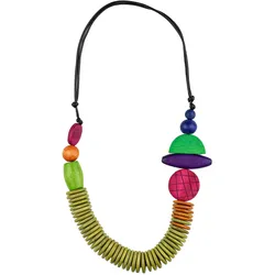 Kette mit Anhänger "Philina", Damen, Gr. one size, Holz, bunt (multi), COLLEZIONE ALESSANDRO, Basic, Halsketten, verschiedene Holzperlen