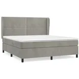 vidaXL Boxspringbett mit Matratze Hellgrau 160x200 cm Samt