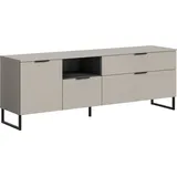 xonox.home – TV Lowboard Noida 185x64x41 cm in Kaschmir Nachbildung und Schwarz – Modernes TV-Möbel mit Stauraum – stilvoller Fernsehtisch für Wohnzimmer & Mediengeräte