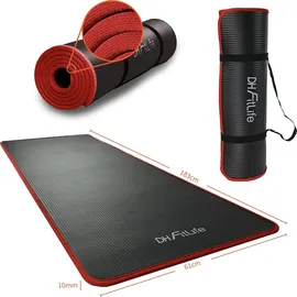 DH FitLife Trainingsmatte Fitnessmatte, Sportmatte 183*61*1 cm, Gymnastikmatte extra reißfest, Yogamatte rutschfest und dick, Workout Matte (Schwarz) - Schwarz