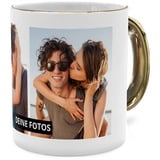 PhotoFancy® - Fototasse 'Collage' - Personalisierte Tasse mit eigenem Foto - Gold Glänzend - Layout Collage 2 Bilder