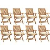 vidaXL Klappbare Gartenstühle mit Kissen 41 x 41 x 88 cm beige 8 St.