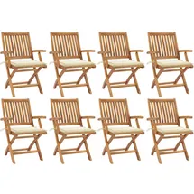vidaXL Klappbare Gartenstühle mit Kissen 41 x 41 x 88 cm beige 8 St.
