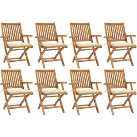 vidaXL Klappbare Gartenstühle mit Kissen 41 x 41 x 88 cm beige 8 St.