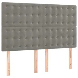 vidaXL Boxspringbett mit Matratze Hellgrau 140x200 cm Samt