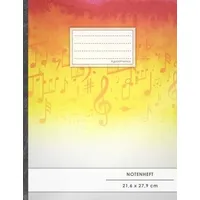CreateSpace NOTENHEFT DIN A4 • 48 Seiten, 24 Blatt, 12 Systeme, „Rot-Gelb“ • Original #GoodMemos Schulheft • Mit Register und Seitenzahlen, Notenlineatur 14