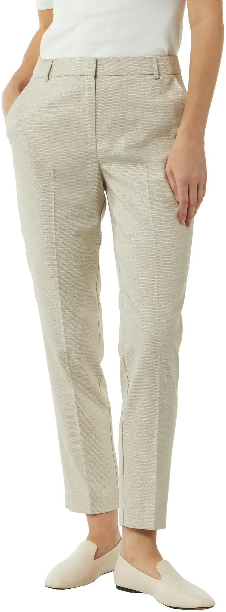 7/8-Hose COMMA Gr. 46, N-Gr, beige (sand) Damen Hosen mit Gürtelschlaufen