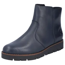 Schlupfboots RIEKER, Damen, Gr. 39, blau (dunkelblau), Leder, unifarben, klassisch, Schuhe, Stiefelette, Casual-Boots, Basic-Boots mit Innenreißverschluss