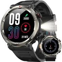 Smartwatch Herren 1,45" HD Bluetooth Anrufe IP68 Kompass LED 100 Tage Standby 100+ Sportmodi Herzfrequenz Schlaf SpO2 Fitnessuhr Android iOS - Schwarz