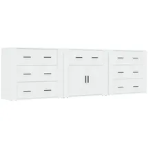 vidaXL Sideboards 3 Stk. Weiß Holzwerkstoff