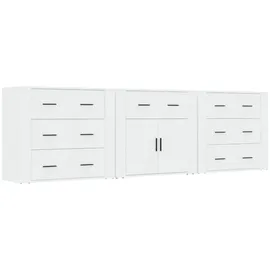vidaXL Sideboards 3 Stk. Weiß Holzwerkstoff