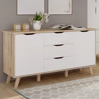 Forte Sideboard 149,1 x 76,7 x 42 cm Planked Eiche / Weiß