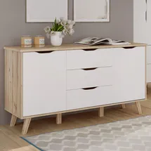 Forte Sideboard 149,1 x 76,7 x 42 cm Planked Eiche / Weiß