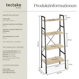 Tectake tectake® Leiterregal Liverpool 61,5 x 36,5 x 150 cm