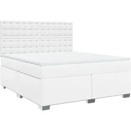 vidaXL Boxspringbett mit Matratze Weiß 180x200 cm Kunstleder