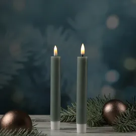 Deluxe Homeart MIA LED Stabkerzen 15 cm salbeigrün 2 St.