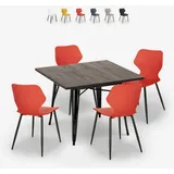set tisch 80x80cm 4 stühle polypropylen metall howe dark - Rot - Rot