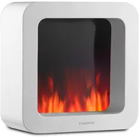 KAMINIO Elektrischer Tischkamin MIA L - Dekoratives Elektro-Tischfeuer mit 3D-Flammeneffekt, ausdauerndem Akku für portable Nutzung  - Weiß