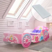 Kids Collective Kutsche Mädchenbett 70x140 | 80x160 mit Rausfallschutz und Matratze | Prinzessin Kinder Spielbett 140x70