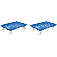 Proregal 2x Transportroller für Euroboxen 60x40cm mit Kunststoffräder blau