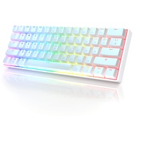 GK61 Mechanische Gaming-Tastatur – 61 Tasten RGB beleuchtete LED-Hintergrundbeleuchtung, PC/Mac Gamer (Gateron Optical Silver, Weiß)