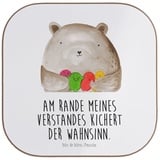 Mr. & Mrs. Panda Getränkeuntersetzer Bär Gefühl - Weiß - Geschenk, Korkuntersetzer, Holzuntersetzer, Tasse, 1-tlg., Glänzende Oberfläche weiß