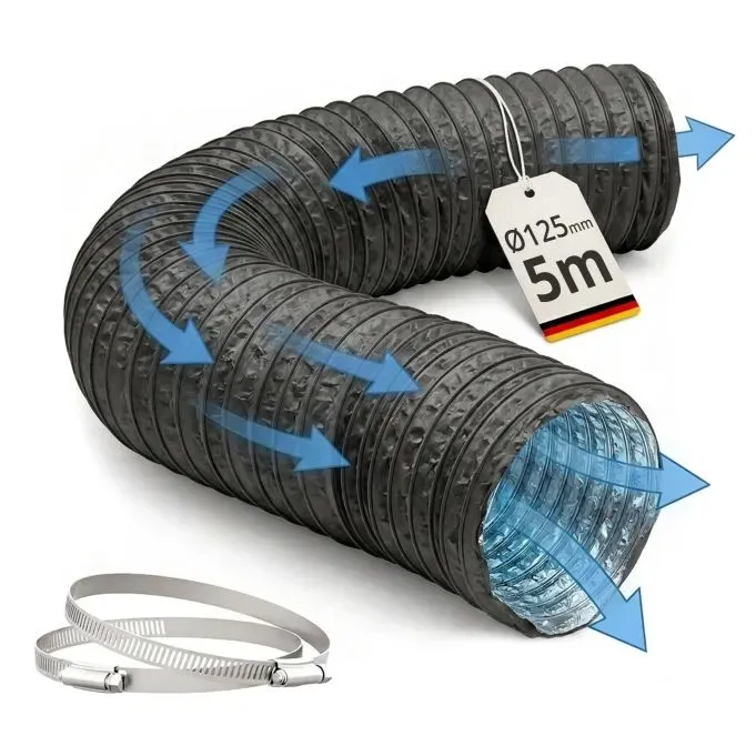 Relaxdays Schwarzer Abluftschlauch 5 Meter Schwarz