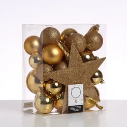 Christbaumkugeln - Weihnachtsbaumkugeln mit Stern Baumspitze - bruchfest - gold ...