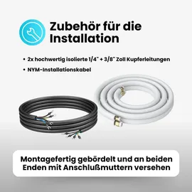 Kältebringer Kältemittelleitung 1/4" + 3/8" Montage-Set für Split-Klimaanlage 1400 cm