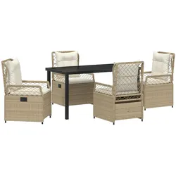 vidaXL 5-teiliges Garten Essen Set in Beige Poly Rattan