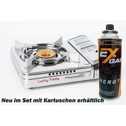 Lucky Flame LF-90 SD Gaskocher mit MSF-1A Kartuschen (Auswahl Kartuschenanzahl) ...