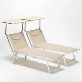 2er Set Liegestühle Strandliegen Sonnenliegen aus Aluminum Santorini - Beige - Beige