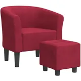 vidaXL Clubsessel mit Fußhocker Samt 59 x 53,1 x 56 cm Weinrot