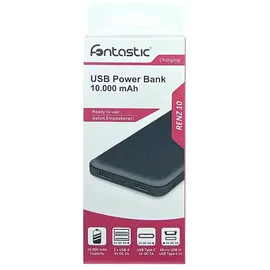 Fontastic Renz10 10.000mAh, 2x USB-A & 1x Typ-C Ladezustandsanzeige, In & Output 5V / 2A, - Weiß