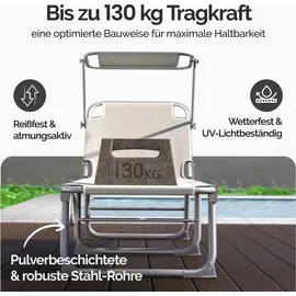 CASARIA Sonnenliege Klappbar 190 x 60 x 22 cm Beige