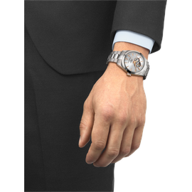 TISSOT Gentleman Powermatic 80 Open Heart Herrenuhr silber Automatik 40mm-