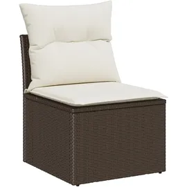 vidaXL 8-tlg. Garten-Essgruppe mit Kissen Braun Creme Polyrattan