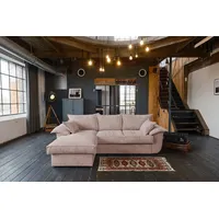 KAWOLA Ecksofa ASOKA, Schlafsofa Couch Cord mit Stauraum verschiedene Farben 257x152 cm rosa