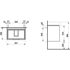 Laufen Waschtischunterschrank 2 Schubladen 62,1 x 40 x 51,5 cm Wildeiche