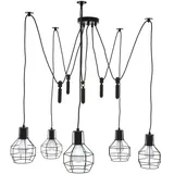 Mendler HWC-H85 5-flg. E27 60 cm Gitterlampenschirm schwarz