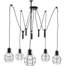 Mendler HWC-H85 5-flg. E27 60 cm Gitterlampenschirm schwarz
