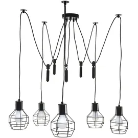 Mendler HWC-H85 5-flg. E27 60 cm Gitterlampenschirm schwarz