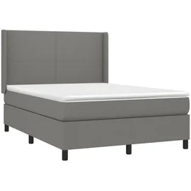 vidaXL Boxspringbett mit Matratze & LED Dunkelgrau 140x200 cm Stoff