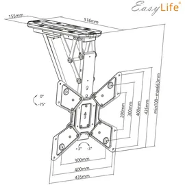 Easy Life EasyLife - TV Deckenhalter Smart Home elektrisch schwenkbar 23 bis 55 Zoll, VESA 400x400 Weiß