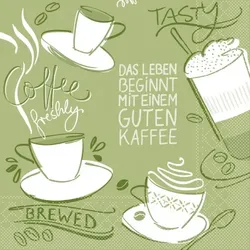 Mank Serviette aus Airlaid, Tasty Coffee in Oliv, 33 x 33 cm, 100 Stück - Kaffee Tee Kakao Cappuccino