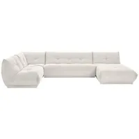 Livetastic Wohnlandschaft Giselle, Weiß, Textil, 6-Sitzer, U-Form, einzeln stellbar, 390x210 cm, Made in EU, Rücken echt, individuell planbar, Wohnzimmer, Sofas & Couches, Wohnlandschaften, Wohnlandschaften in U-Form