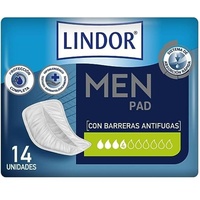 Lindor Men Protektoren für Männer mit Urinverlust, Extra, Kompressen und Absorptionsmittel für Inkontinenz, 14 Stück