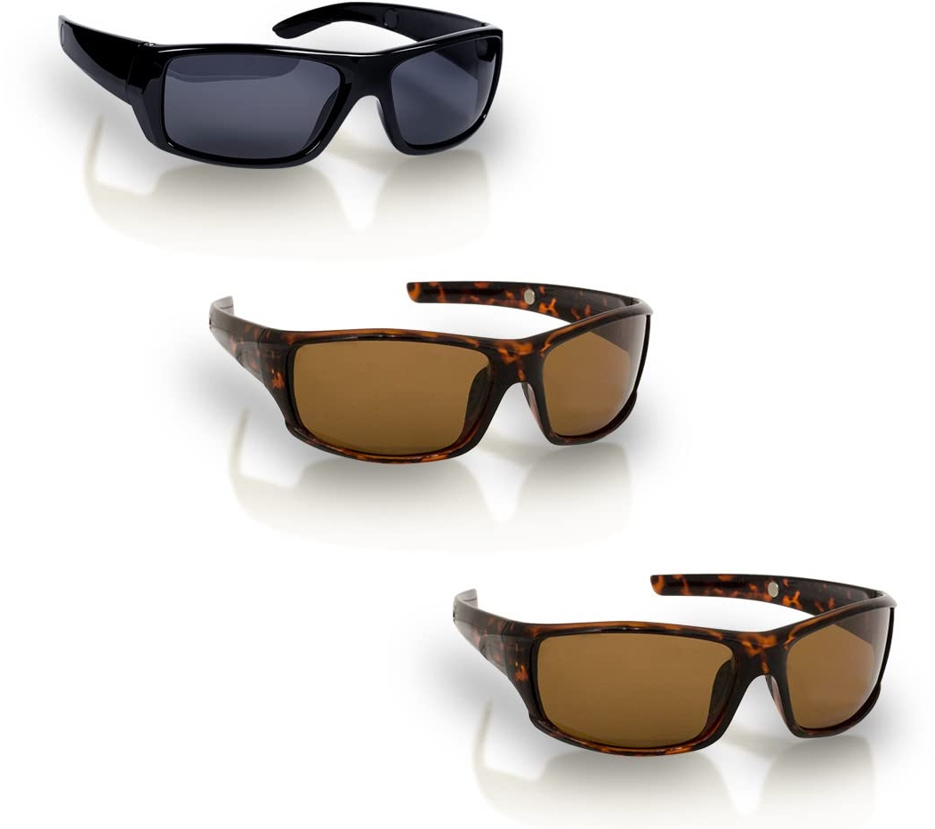 HD Polar View - polarisierte Sonnenbrille für Damen & Herren - Brillen Set 2 Stk braun & 1 Stk schwarz - Brillengläser mit UV400 Schutz der Kategorie 3 - Unisex Modell mit Brillenetui und Putztuch
