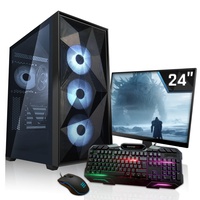 SYSTEMTREFF Gaming Komplett PC Set AMD Ryzen 7 5700X 8x4.6GHz | Nvidia GeForce RTX 4060 8GB DX12 | 1TB M.2 NVMe | 32GB DDR4 RAM | WLAN Desktop Paket Computer für Gamer, Gaming